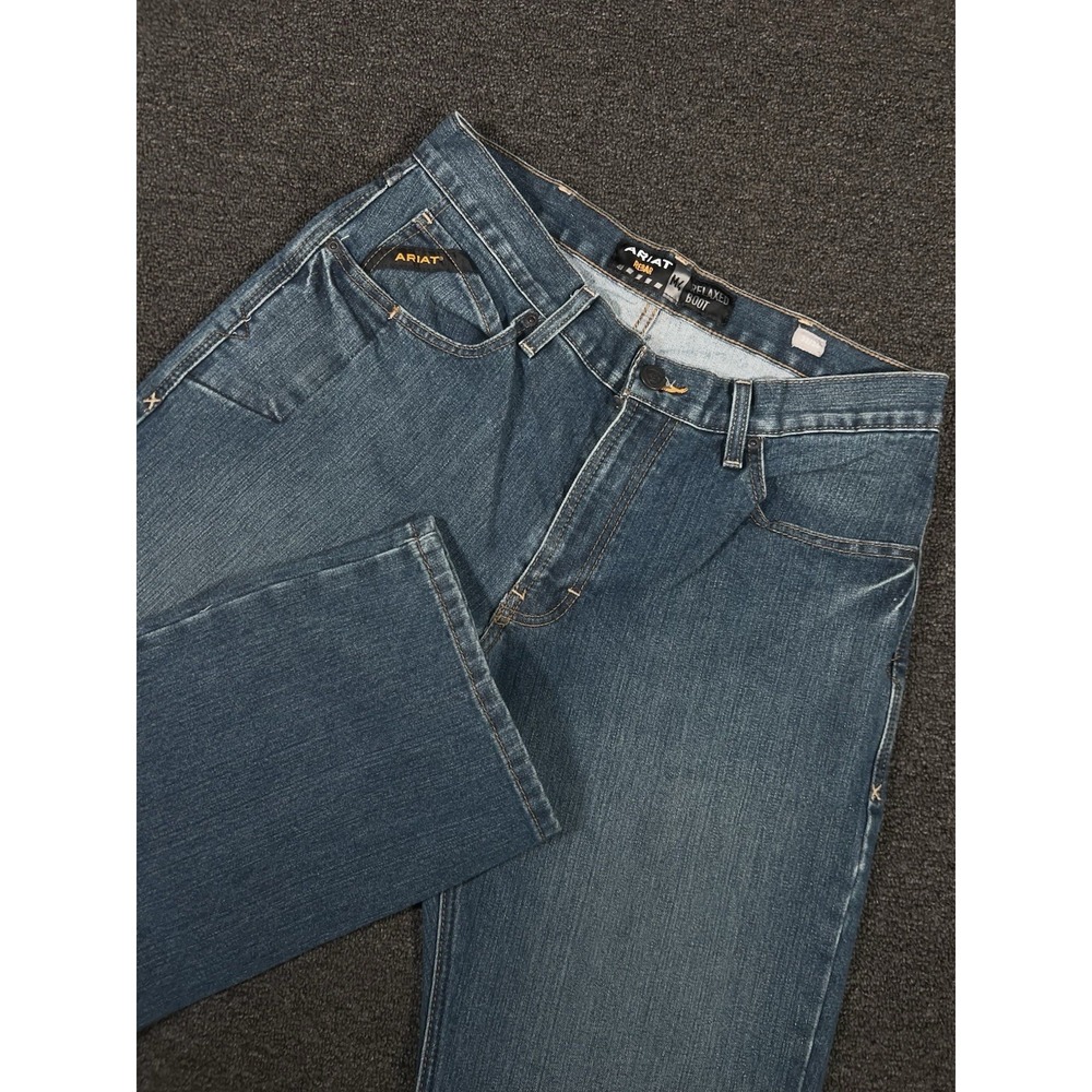 Ariat Rebar M4 Relaxed Bootcut Jeans Men's 33x34 Blue Western Cotton